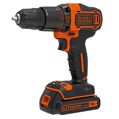 Black & Decker BDCHD18 2-Gang Akku Schlagbohrschrauber 18V - Akkuschrauber mit 18V Lithium-Ionen Technologie, 40 Nm Drehmoment und LED-Arbeitslicht für präzises Bohren und Schrauben in Holz und Metall. Ideal für vielseitige Anwendungen.