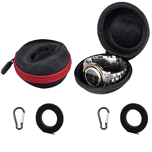 Stücke Runde Tragbare Uhrenbox, Portable Single Watch Travel Case, Single Uhrenbox, Reise Watch Case, Uhr Aufbewahrungskoffer mit Karabiner, für Schmuck, Uhren, Halskette (Schwarz, Rot) 2
