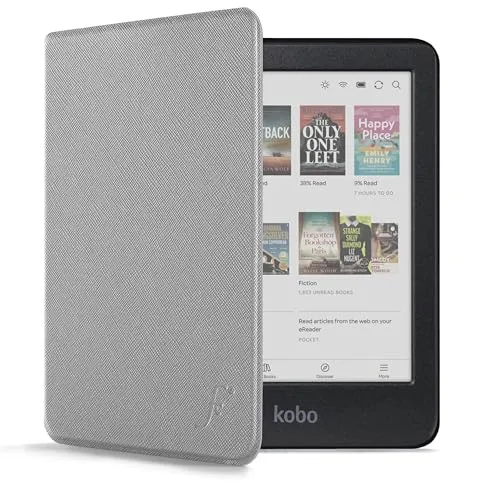 Forefront Cases Hülle für Kobo Clara Colour/Color und Kobo Clara BW (Modell: 2024) - Hellgrau - Dünn und Leicht mit Smart Auto Schlaf/Wach Funktion Schutz-Hülle (Tasche)