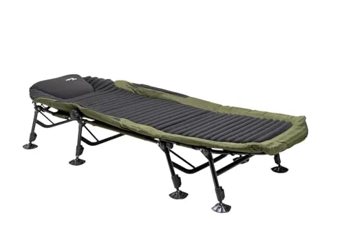 Mostal 3D Bedchair 8-Bein Angelliege Camping Comfort Karpfenliege belastbar bis 160kg mit integriertem Kopfkissen