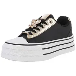 Ital Design Damenschuhe Freizeitschuhe Sneakers Low - Kunstleder in Schwarz Weiß, Gr. 38 - Damen-Sneaker aus hochwertigem Kunstleder, perfekt für den Alltag und trendig im Design. Bequem und stylisch für jede Gelegenheit.