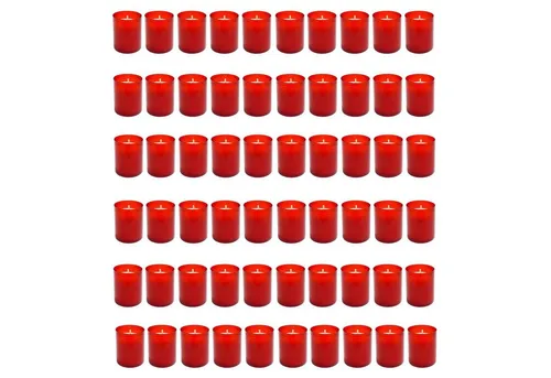 HAC24 Grabkerze Grablicht Rot Kleine Friedhofskerzen Grabbrenner Gedenkkerze (60-tlg), Dauerbrenner Nr. 40 rot