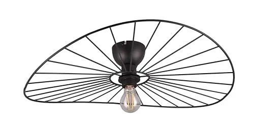 Reality Chapeau Deckenleuchte E27 60cm Schwarz Matt - Moderne Deckenleuchte aus Metall mit schickem Hut-Design, ideal für Wohn- und Schlafräume. Wechselbares Leuchtmittel für individuelle Lichtgestaltung und Energieeinsparung.