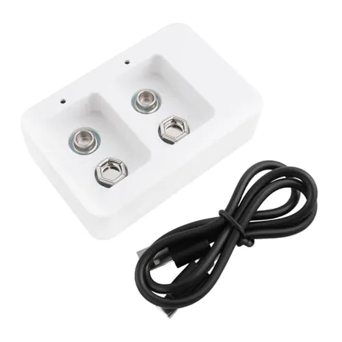 Create idea 9V Batterieladegerät Doppelsteckplatz-Batterieladegerät Schnellladegerät mit LED-Anzeigen für 9-V-NI-MH/NI-CD-8,4-V-Li-Ionen-Akku