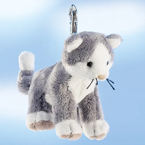 Schaffer Schlüsselanhänger Katze Cleo 12 cm grau-weiß