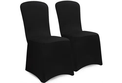 Detex Stuhlhusse, 2er Set Stretch Hussen für Stühle Stuhlüberzug ohne Armlehnen Schwarz