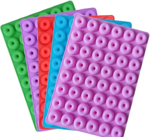 Selecto Bake Mini-Donut-Ringe-Silikonform mit 48 Mulden, 1 Packung Formen, Eiswürfelformen für Gelee, Schokolade, Kuchen, Wachs, erhältlich im Ofen, Kühlschrank, Mikrowelle