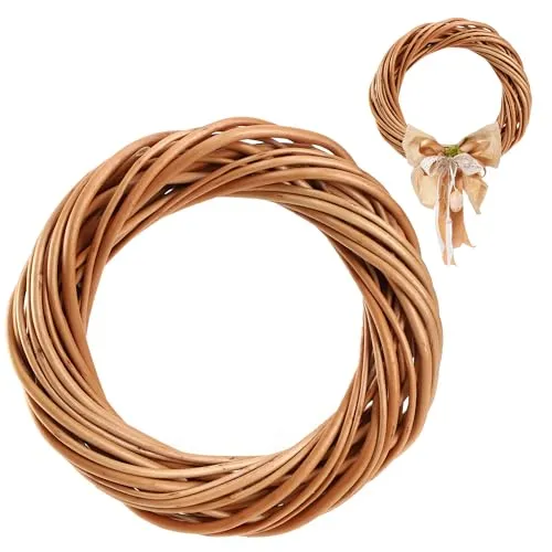 KADAX Dekokranz, Ideal als Türkranz, Kranz aus Naturweide, Rattankranz, Tischkranz, Naturkranz, Weidenring, Weidenkranz, zum Dekorieren von Fenstern (Braun 40cm)