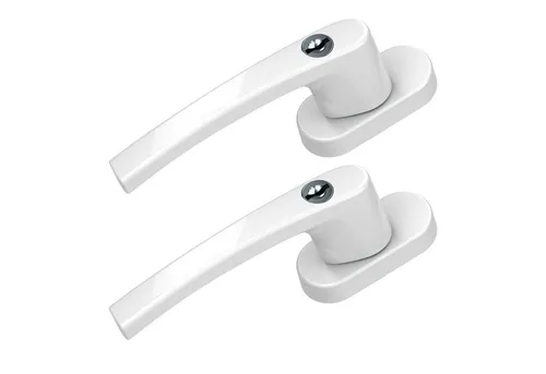 BASI Fenstergriff mit Druckknopfsicherung, 2x Fenstergriff - Weiß, (Spar-Set, 2-tlg), Aluminium, abschließbar, GL, inkl. 2 Schlüssel/Griff, 2er Set, Weiß