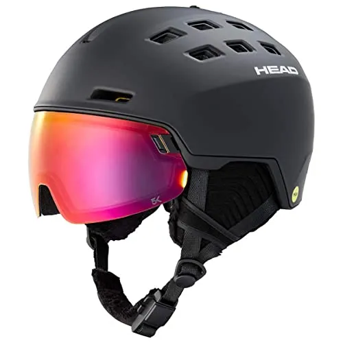 Head Radar 5K Mips Helm schwarz M/L (56-59 cm) - Ski- und Snowboardhelm mit Doppelscheiben-Visier und 5K Lens Technology für klare Sicht. Das MIPS-System bietet zusätzlichen Schutz, während das Sphere Fit-System perfekten Tragekomfort garantiert.