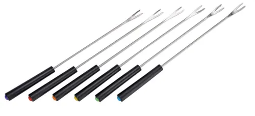 Fondue-Gabeln 6 tlg HI Edelstahl,  Griffe aus Kunststoff  ca 24cm lang  95046665