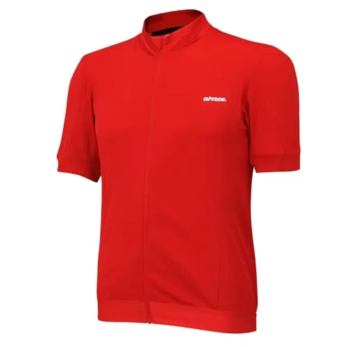 Airtracks Herren Fahrradtrikot Kurzarm Air Tech II Radtrikot Jersey Bike Shirt Atmungsaktiv Schnelltrocknend Reflektierend Größen XS S M XL XXL - rot - L