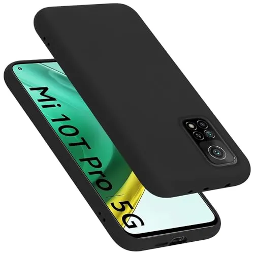 Cadorabo Hülle kompatibel mit Xiaomi Mi 10T / Mi 10T PRO Hülle Silikon Handyhülle für Mi 10T / Mi 10T PRO Case aus flüssigem Silikon- Kratzfeste und stoßfeste dünne TPU Schutzhülle - Liquid SCHWARZ