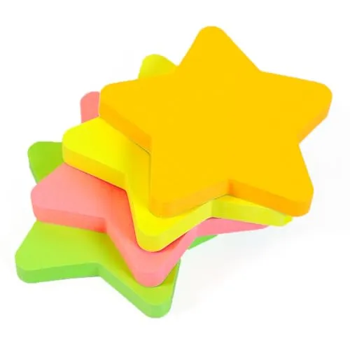 EVG Haftnotizen Sternform, 76 mm x 76 mm, 100 Blatt pro Block, 4 Stück