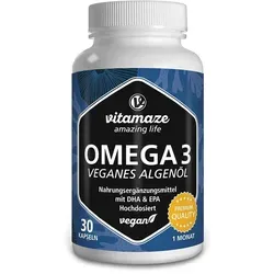Omega-3 Vegan Algenöl Hochdosiert Kapseln - Arzneimittel mit 1.080 mg hochwertigen Omega-3-Fettsäuren pro Kapsel, ideal für vegane Ernährung und unterstützt Gehirnfunktion sowie Sehkraft.