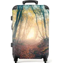 NoBoringSuitcases® Großer Trolley Koffer - Nebelwald Design mit TSA Schloss - Stilvoller Hartschalen Trolley mit 4 Rollen und TSA Zahlenschloss. Ideal als Handgepäck (55x40x20 cm), robustes Material und clevere Fächer für stressfreies Reisen.