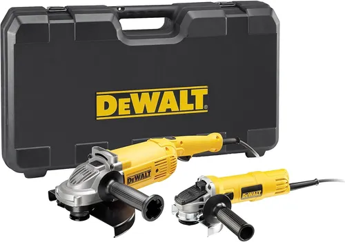 DeWalt Winkelschleifer Doppelset DWE494TWIN - Schleifmaschinen: Praktisches Doppelset mit 2 Winkelschleifern (230 mm & 125 mm) für vielseitige Anwendungen, werkzeuglose Schutzhaubenverstellung und Nullspannungsschalter für sichere Nutzung.