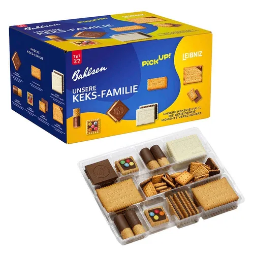 Bahlsen Unsere Keksfamilie - Keksmischung mit 7 knusprigen Kekssorten - Kekse, 7 verschiedene Sorten mit Schokolade, ideal für jeden Anlass und perfekt zum Teilen.