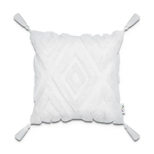 Paco Home Kissen Bezug Kissenbezüge Mit Quastenfransen Boho Kissenbezug Kissenhülle Boho Sofa Couchkissen Zierkissen, Farbe:Creme-Weiß, Sets:Single