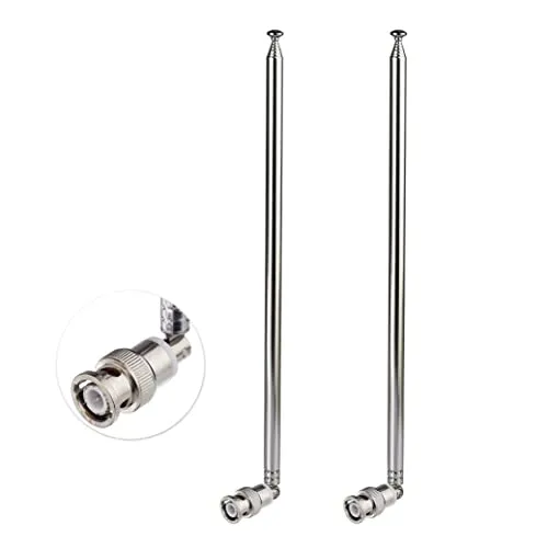 Bingfu HF VHF UHF 7 Abschnitte 115cm Teleskopantenne mit BNC Stecker 2-Pack für CB Radio Polizei Scanner Amateurfunk Zweiwegefunk Mobiler Scanner FM Sender Drahtloses Mikrofon Empfänger Frequenzzähler