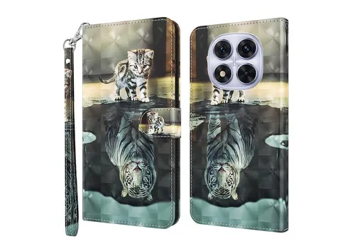 CLM-Tech Handytasche für Xiaomi Redmi Note 14 PRO 5G Hülle aus PU-Leder Klapphülle (Katze Tiger, Handyhülle mit Standfunktion - Wallet Flip Case inklusive Kartenfächer), Cover mit Magnetverschluss für Xiaomi Redmi Note 14 Pro 5G / 4G