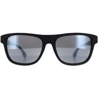 Hugo Boss Rectangle Mens Matt Schwarz Rot Silber Spiegel BOSS 1322/S