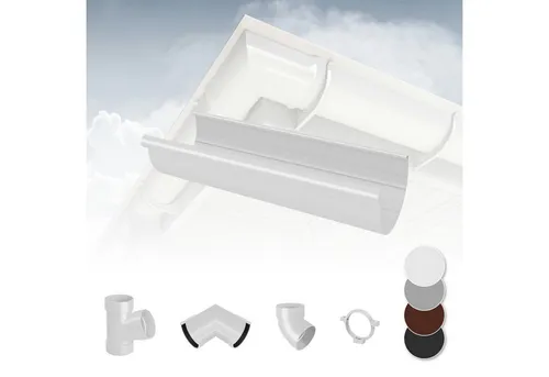 RainWay Dachrinne, Regenrinnen System (Dachrinne) - PVC-U Kunststoff in 4 Farben, für Dachflächen < 100m² empfohlen, Dachrinnen halbrund PVC Plastik