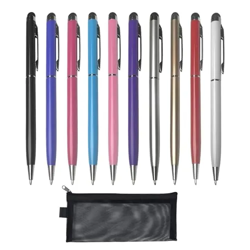 Stylus-Stifte mit 1 Stiftetui, 2-in-1-Eingabestift und Eingabestift, Kugelschreiber mit schwarzer Tinte, geeignet für Smartphones, Tablets und Papier 10
