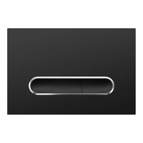 Wunderbad Drückerplatte Schwarz Matt mit Chrom-Umrandung für Geberit