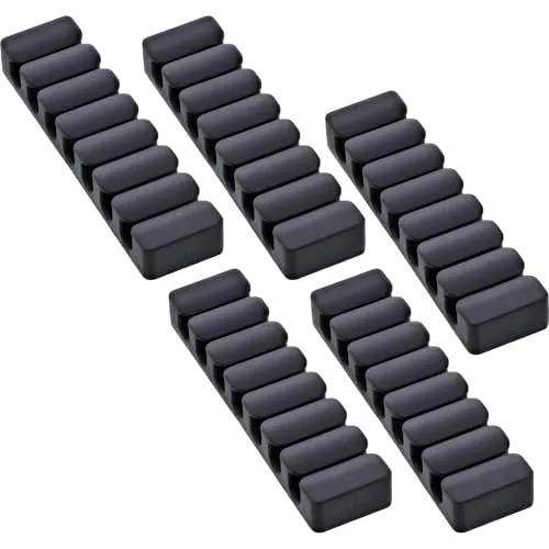 InLine 5er Pack Kabelclip 7-fach selbstklebend schwarz, zur Organisation vieler Kabel am Schreibtisch, im Auto oder Büro, mit starkem 3M Klebepad, 59971L