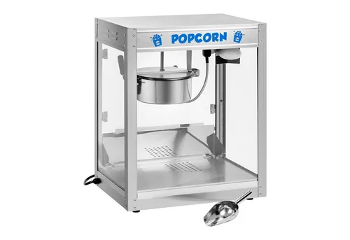 Royal Catering Popcornmaschine 1300 W - Silbern Popcornautomat mit Teflonbeschichtung - Popcornmaschinen für Zuhause oder Events, produziert bis zu 5 kg/h für unvergesslichen Snackgenuss.