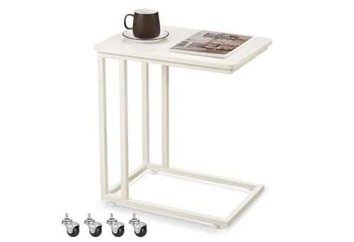 VASAGLE Beistelltisch mit Rollen, C-Form - Ablagetisch mit mobiler C-Form, ideal für Wohnzimmer. Praktische Rollen für flexiblen Einsatz und Vintage-Design in verschiedenen Farben.