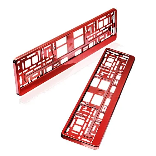 baytronic Kennzeichenhalter Hochglanz 2er Set (Rot-Chrom)