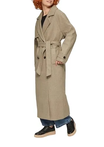 QS Damen 2148198 Mantel mit Bindegürtel - Funktionsjacke mit Loose Fit, eleganter Reverskragen und praktischen Eingrifftaschen für einen modischen Look und optimalen Komfort.