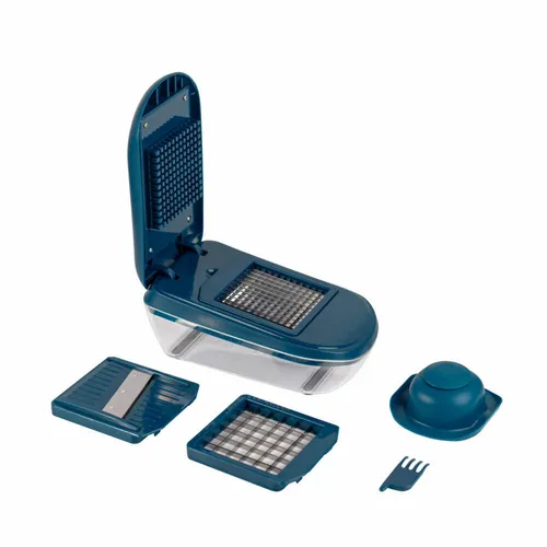 Mastrad Multi-Gemüsezerkleinerer mit Mandoline - Küchenutensil für schnelles und effizientes Zerkleinern von Gemüse, mit praktischem Mandoline-Design für gleichmäßige Scheiben.