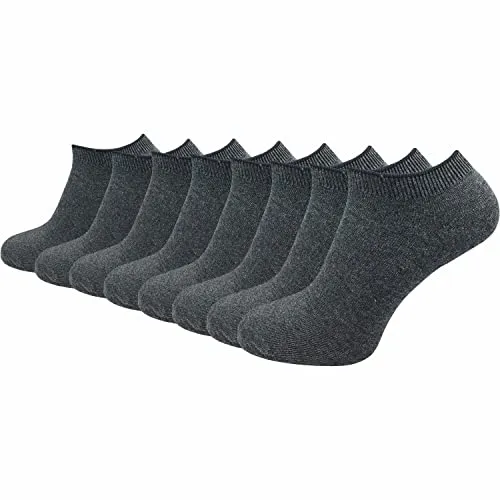 GAWILO Damen & Herren Sneaker Socken aus 100% reiner Baumwolle (8 Paar) | kurze & dünne Natur Füßlinge | ohne drückende Naht über den Zehen | verstärkt & atmungsaktiv (47-50, grau)