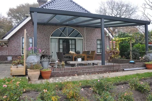 Terrasse2000 Terrassendach Terrassenüberdachung Aluminium Stegplatte Barcelona Anthrazit, BxT: 300x300 cm, Bedachung Doppelstegplatten