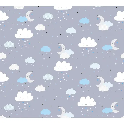 AS Creation Kinder Tapete Vlies Sterne Wolken Mond grau blau - Vlies Tapete für Kinderzimmer, bezauberndes Sternen- und Wolkenmuster, schafft eine traumhafte Atmosphäre für Ihre Kleinen.