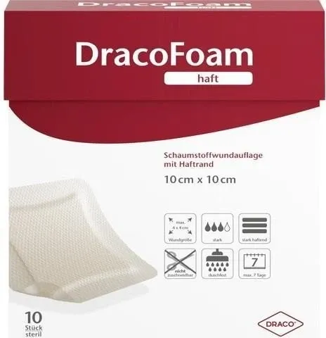 Dracofoam Haft Schaumstoff Wundauflage 10x10cm
