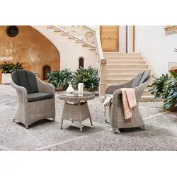 Destiny Balkonset Malaga: 2 Sessel + Tisch Ø60x55cm, Vintage weiß