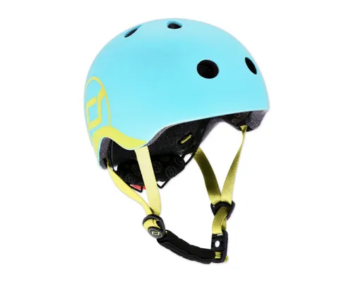 Scoot & Ride Kinder Fahrradhelm Blueberry, 45-51cm - Fahrradhelm für Kinder, bietet höchsten Schutz mit schockabsorbierendem Kern und LED-Licht für Sicherheit. Verstellbare Passform und 11 Lüftungslöcher für optimalen Tragekomfort.