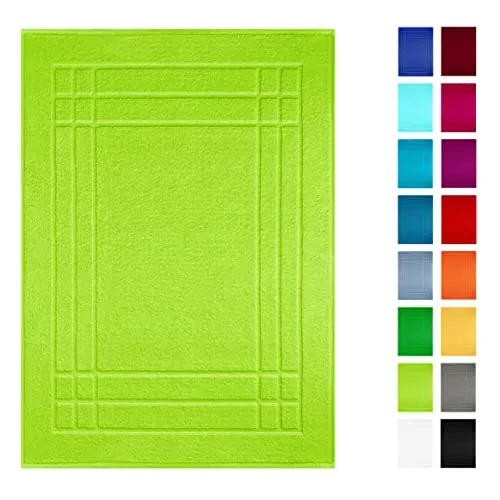 Lashuma Badezimmerteppich Frottee 50x70 cm, Linz Läufer Grün - Apfel absorbierend