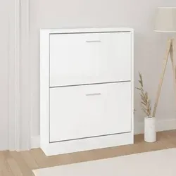 vidaXL Schuhschrank Hochglanz-Weiß 59x17x81 cm