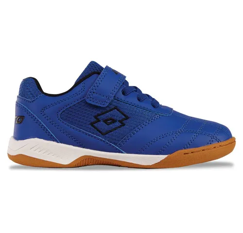 Lotto Hallenschuh blau 30 EU - Sneaker für Kinder, ideal für Hallensportarten wie Badminton und Volleyball, mit praktischem Klettverschluss für schnellen Einstieg und optimalem Halt.