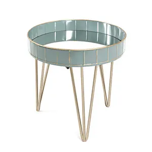 HAKU Möbel Beistelltisch Spiegelglas gold-grau-blau in blau von HAKU Möbel