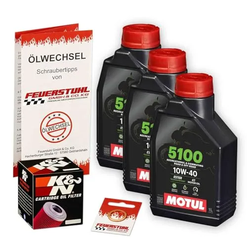 Öl & Ölfilter für Honda VT 500 C, 1983-1987 (PC08), Ölwechsel Set 10W-40 ESTER Motoröl + K&N RACING Filter + Dichtring(e)