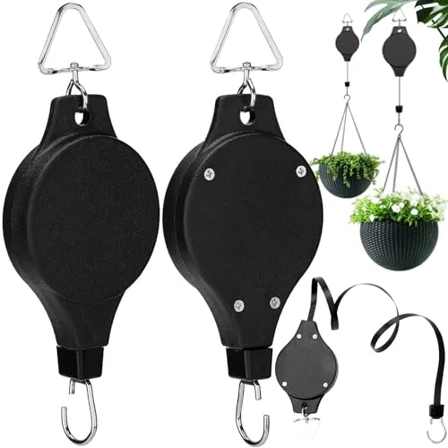 Srup Pflanzen Einziehbarer Haken, Pflanzenrollen Haken, Verstellbarer Blumenkorb Aufhänger, Einziehbarer Pflanzenaufhänger, Einziehbare Aufhänger Verstellbar Blumenkörbe, Seilzugratsche Ratschenhaken