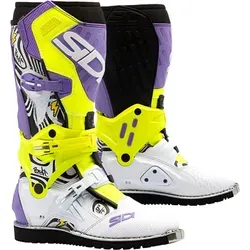 Sidi Crossair HD Billy Bolt Stiefel - Lila/Weiß/Neon-Gelb/Schwarz - Größe 45 EU - Hochwertiger Motocross-Stiefel aus Technomicro mit innovativem Flex-System für optimale Beweglichkeit. Das mikrometrische Schnallensystem sorgt für eine perfekte Passform und Sicherheit bei jedem Einsatz.