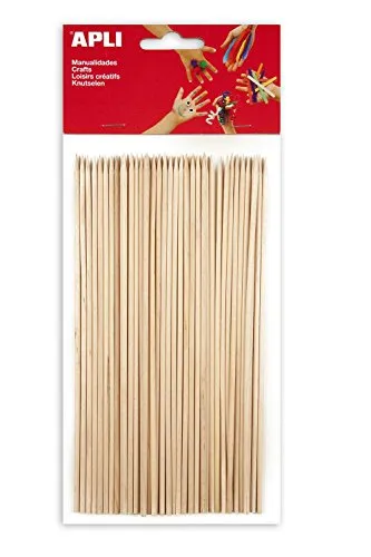 APLI Holzschläger, rund, 200 x 3 mm, 50 Stück