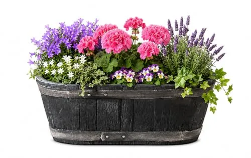 BigDean Weinfass Eichenfass Oval Kunststoff Gartenteich